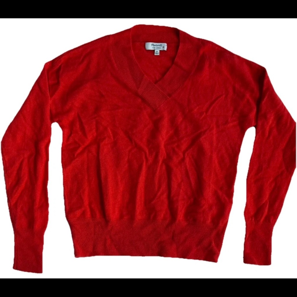 Madewell women’s size extra small cashmere v-neck red sweater